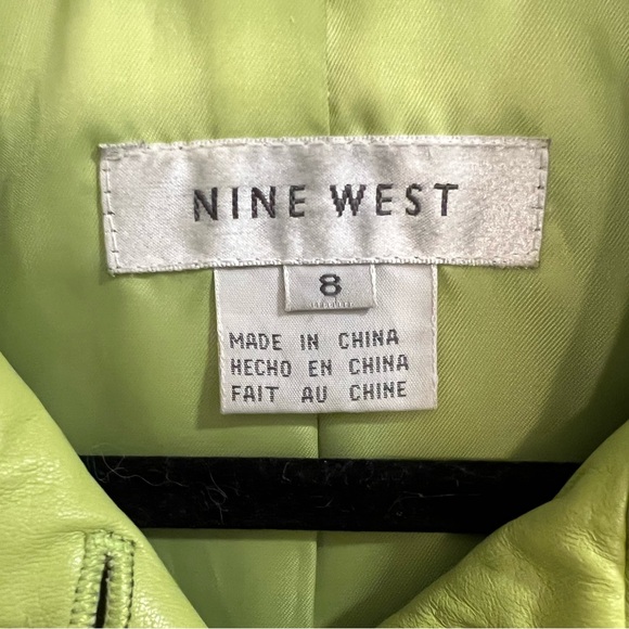 Vintage Nine West Women's Lime Green Leather Jacket - Picture 3 of 3